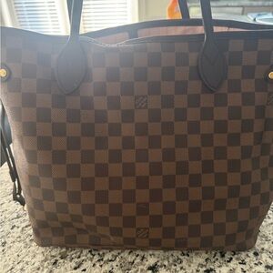 Louis Vuitton Damier Ebene Shoulder Bag with Leather Trim